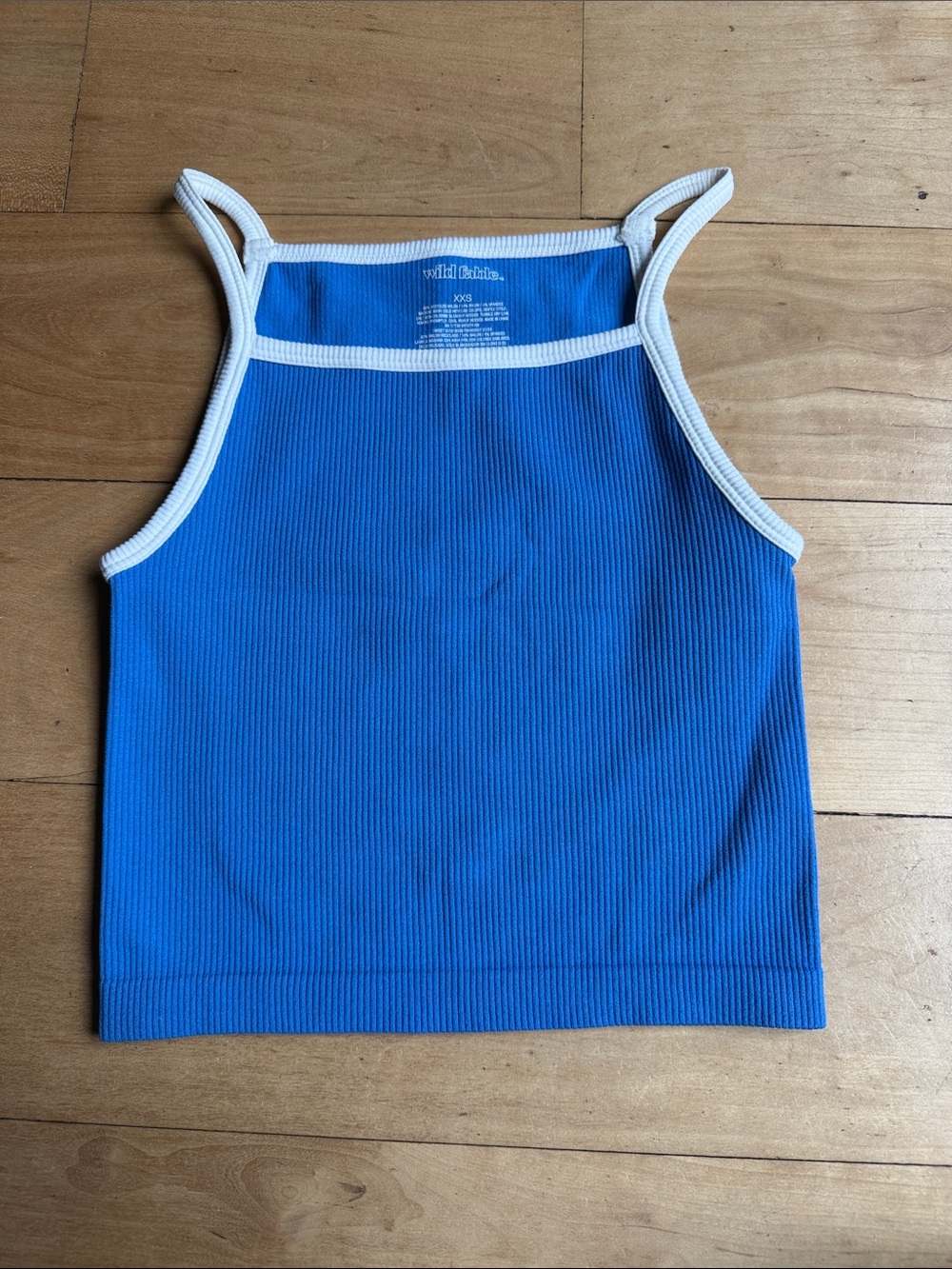 wild fable Blue Ribbed Tank with White Trim - Kids